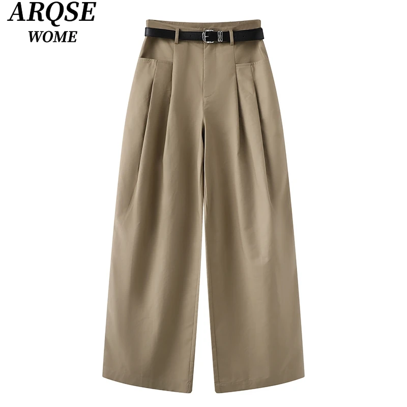 【艾家商场同款】2025春季新款阔腿高腰直筒工装裤长裤女3035