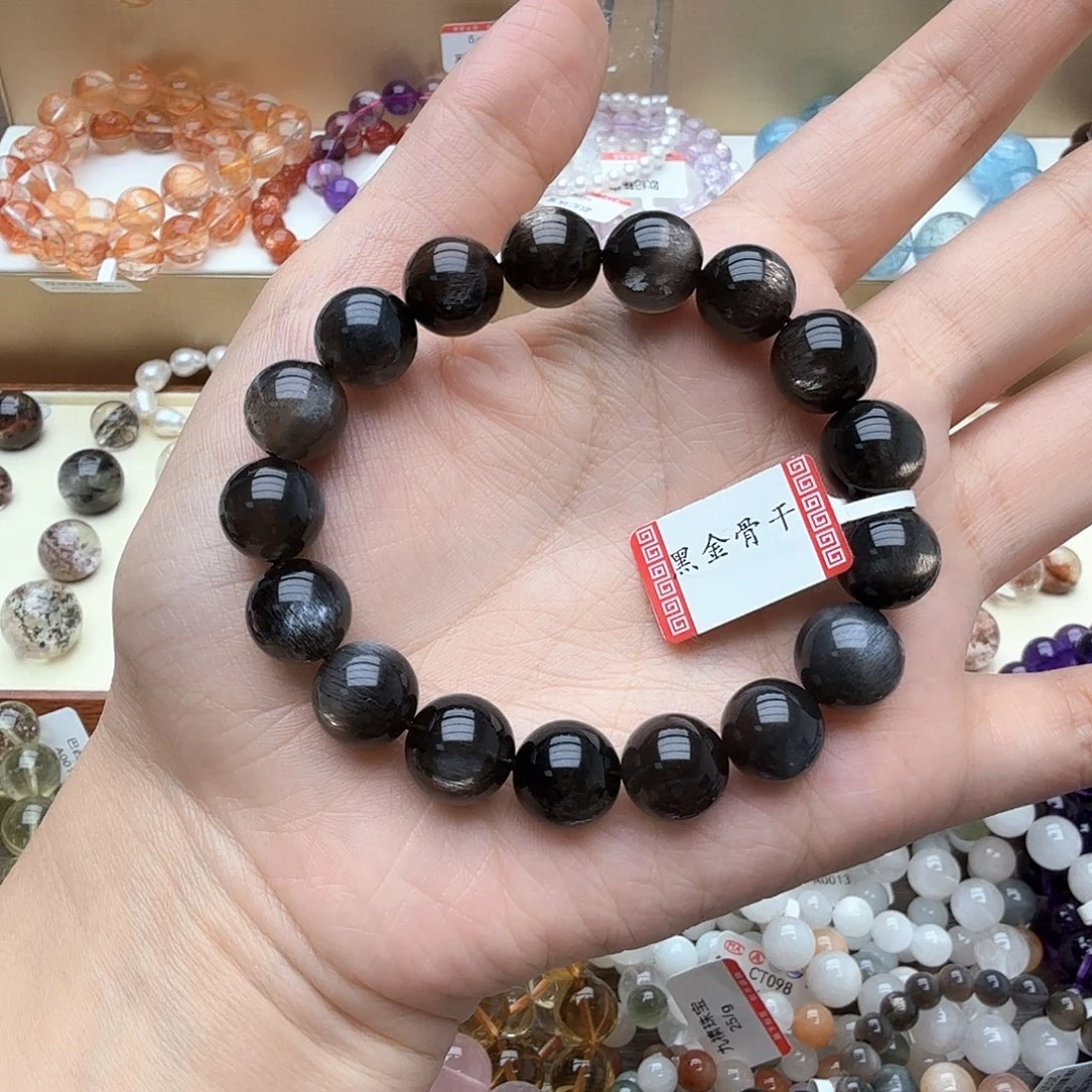 未镶嵌手链长石黑金骨干12.1mm