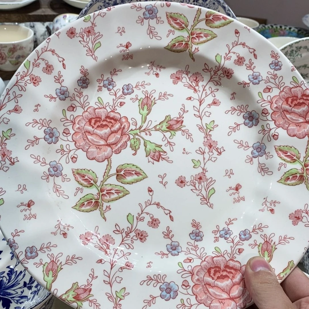 瓷微瑕玫瑰十寸大盘