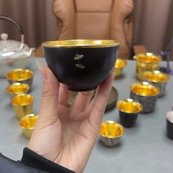 李小鹤铁包金足金2克锔钉杯100毫升
