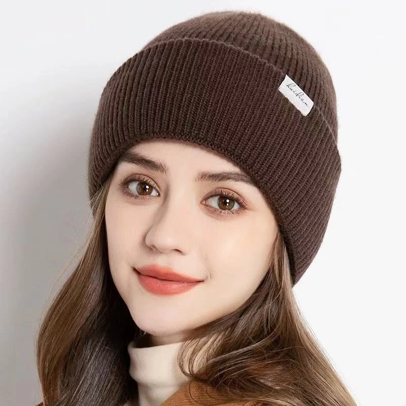 100羊毛针织帽女士秋冬款大帽围防寒保暖毛线包头帽月子帽