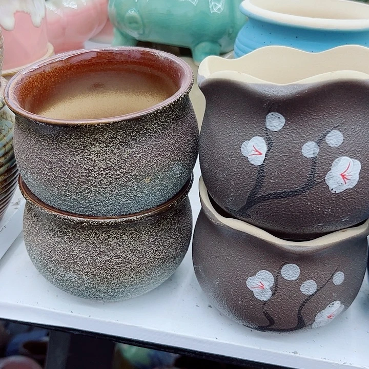 多肉绿植陶瓷花盆9.9包邮，有孔