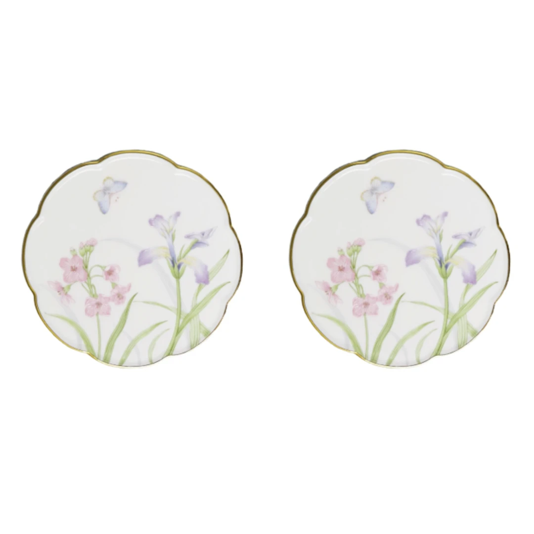 【ANNA】11CM 米拉贝尔花园 描金骨瓷花朵形杯垫（两个装&带礼盒）