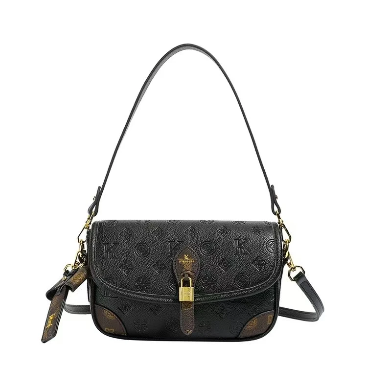 小众设计潮流荔枝纹压花邮差包2025秋冬新款斜挎包