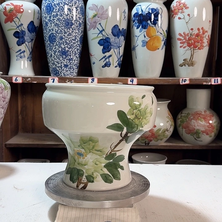 瓶口22绿绿绿牡丹新款藤陶瓷