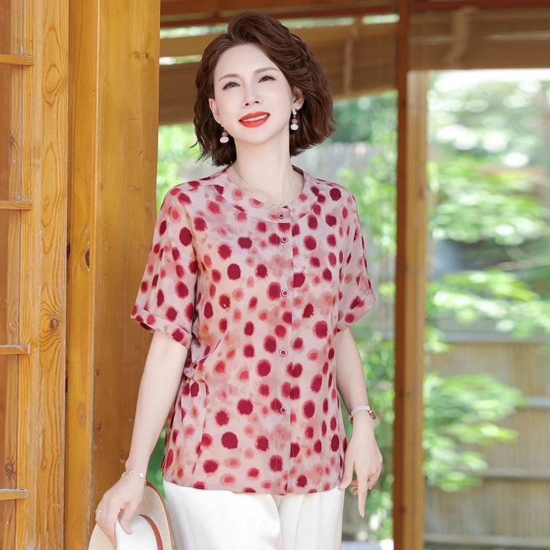 中年气质妈妈装夏装新款洋气时尚套装中老年夏季T恤小衫两件套女