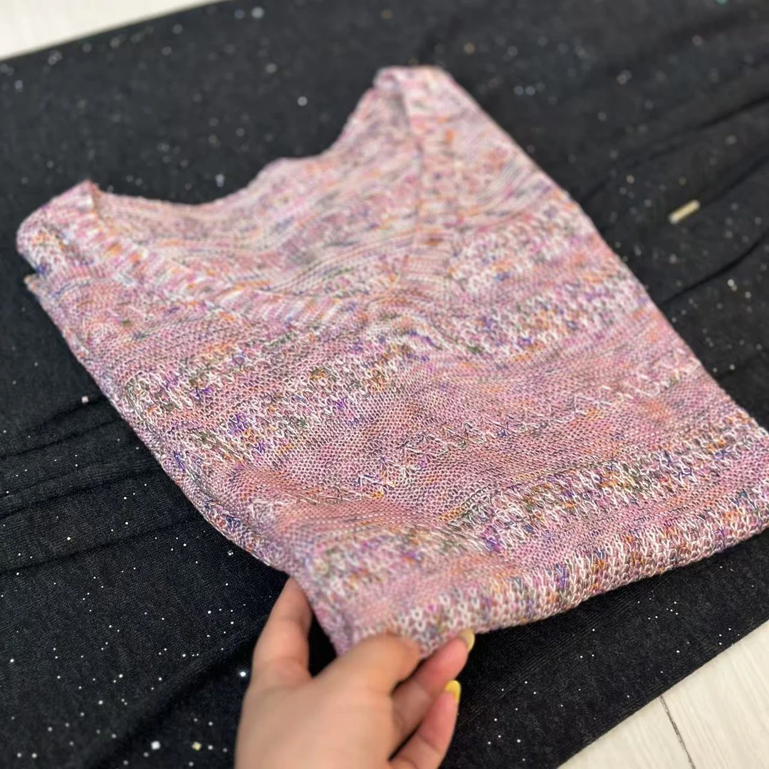 紫藤花/炫彩星空紫天丝肌理感时尚百搭精致气质短袖82308