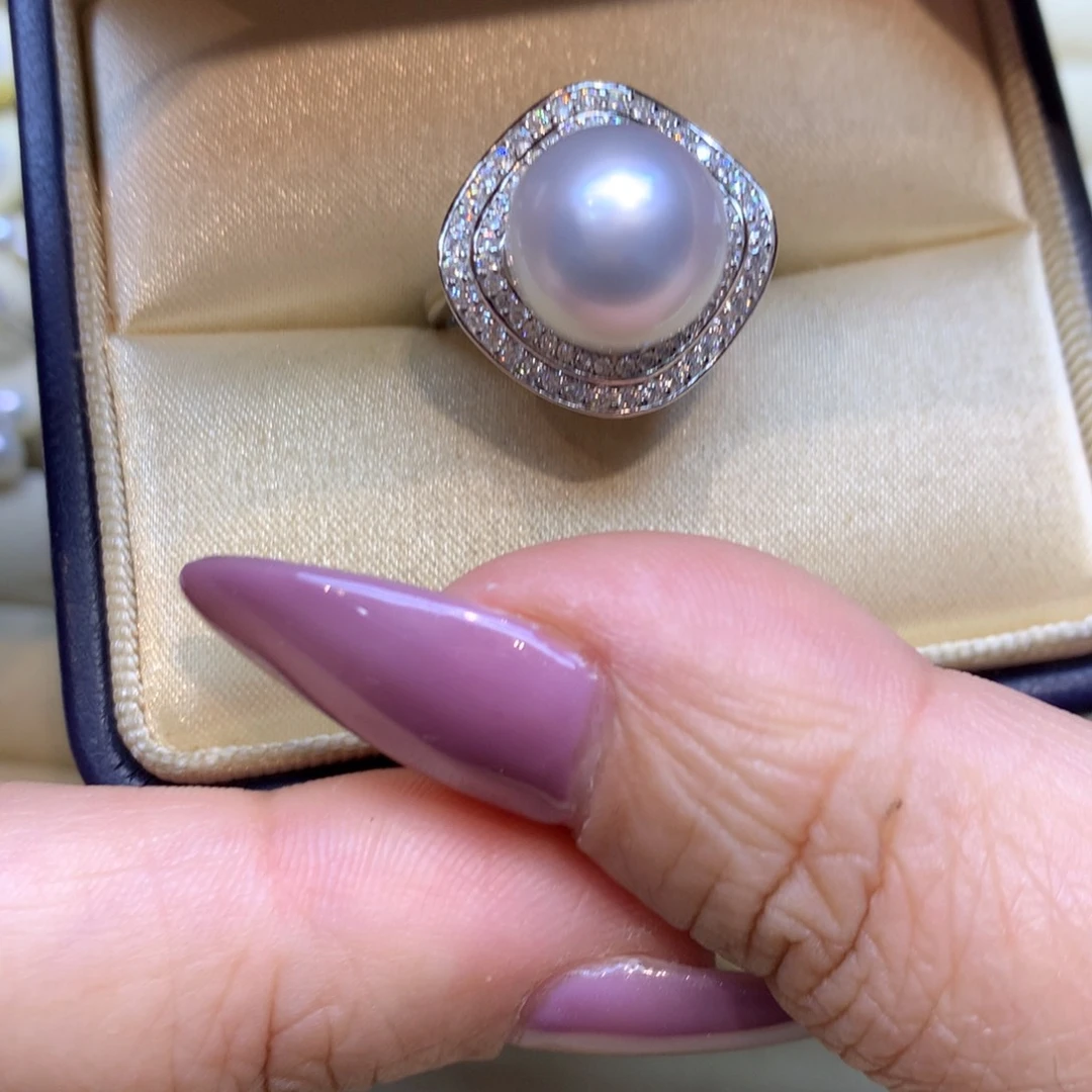 银S925镶嵌戒指海水珍珠