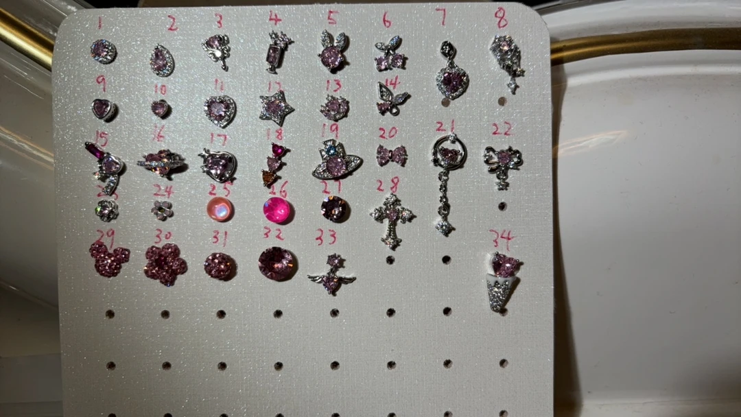 钛钢耳饰 F链接 粉色系列红色时尚精美