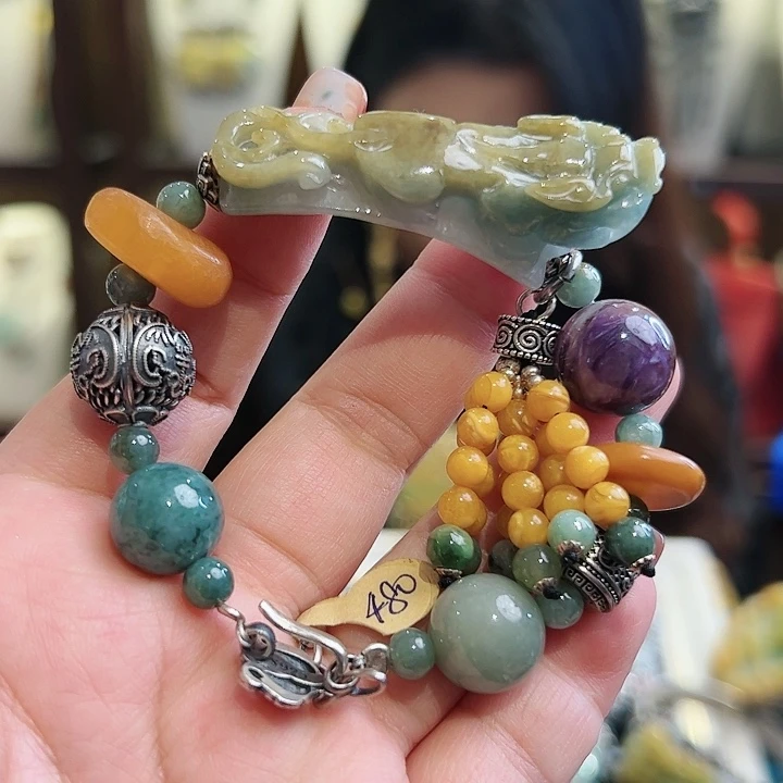 翡翠手链未镶嵌古风