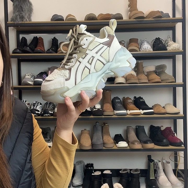 皮毛一体老爹鞋米色38