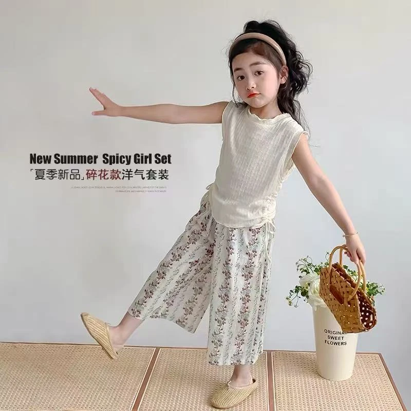 【45】-女童学院风套装夏季2025新款儿童服装卡通两件套336