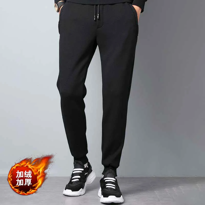 冬季加绒束脚裤时尚休闲休闲裤男士卫裤9003