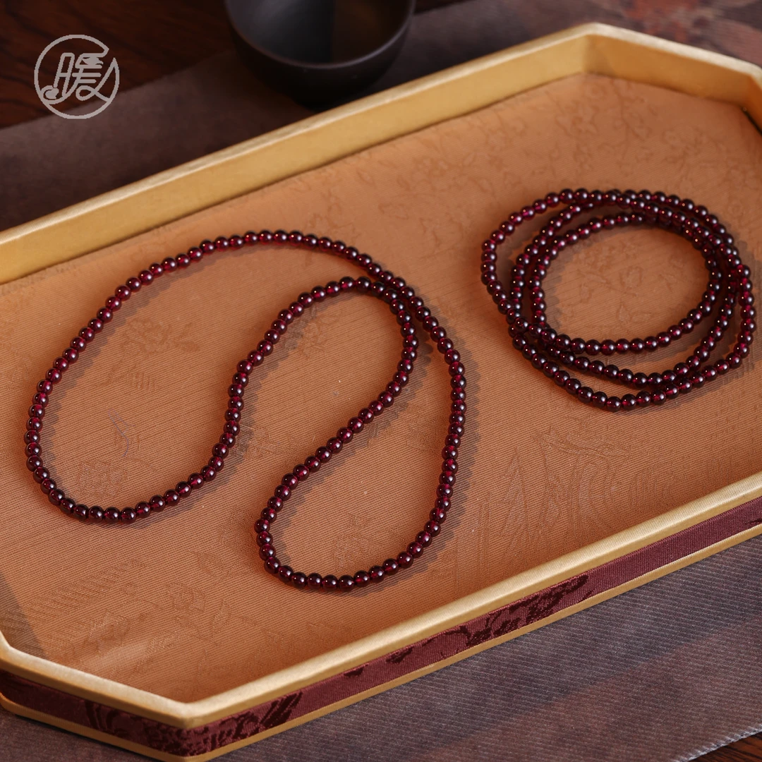 三圈素圈石榴石手串手链D3253多样性发一