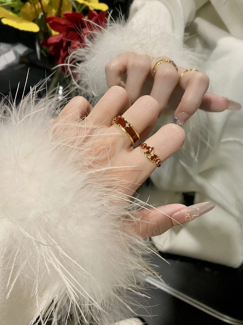 铜合金戒指 铜合金合成锆石铜合金小众简约新中式可调