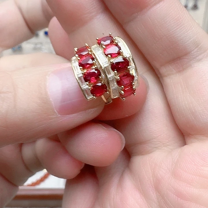 蓝宝石耳饰银S925镶嵌耳钉