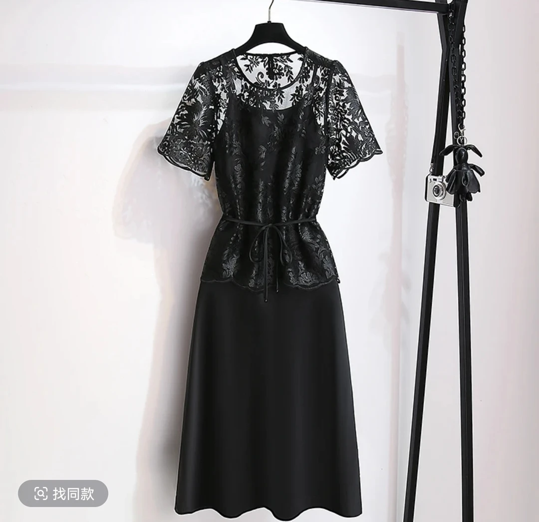 25006休闲风短袖中长款时尚套装