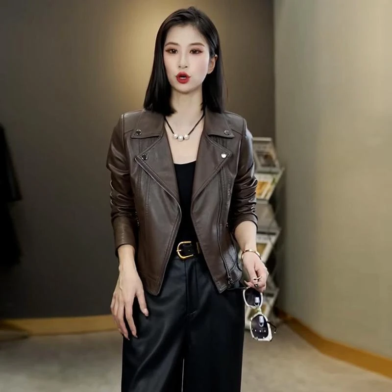 皮衣外套女2025秋季新款时尚洋气修身显瘦小个子机车服皮夹克上衣