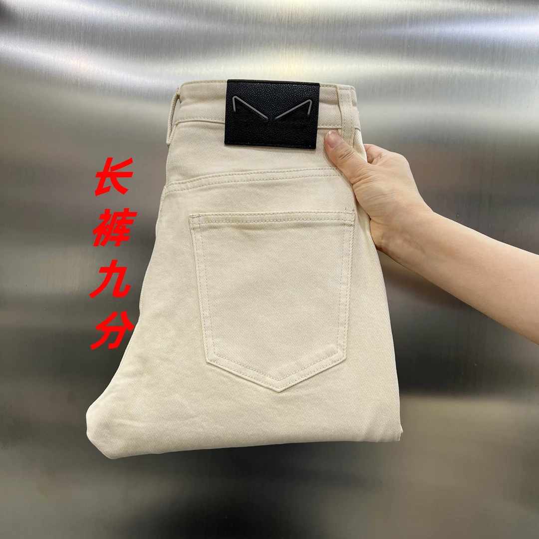 【春夏新款】浅卡其 男牛仔裤 高端欧货 轻奢时尚 弹力修身小直筒