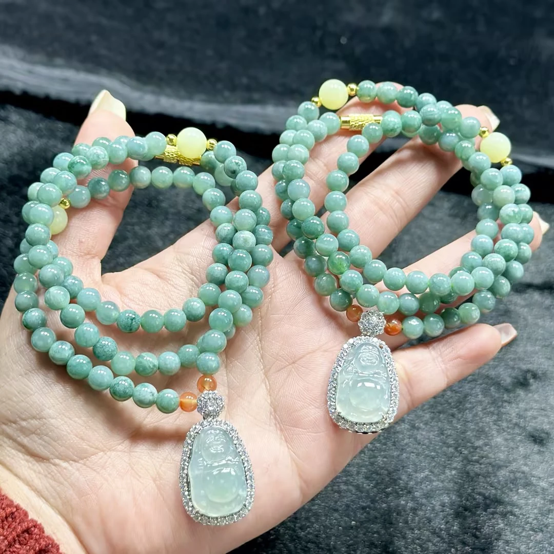 【CH】翡翠逍遥佛DIY项链-约6mm（多样性发其一）