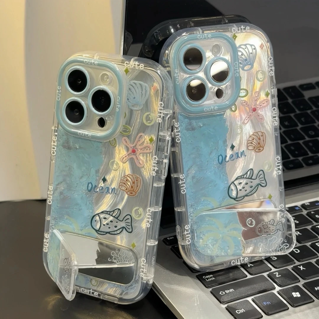 狐尾泡芙海洋世界适用苹果16手机壳iphone15华为小米vivo14oppo13