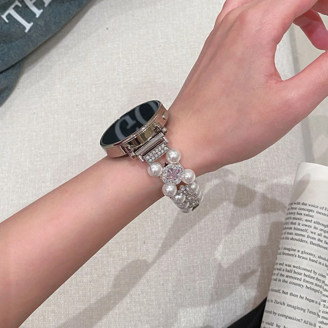 适用华为手表gt6表带四叶草珍珠链条fit4/fit3/gt5/gt3/gt4表带女