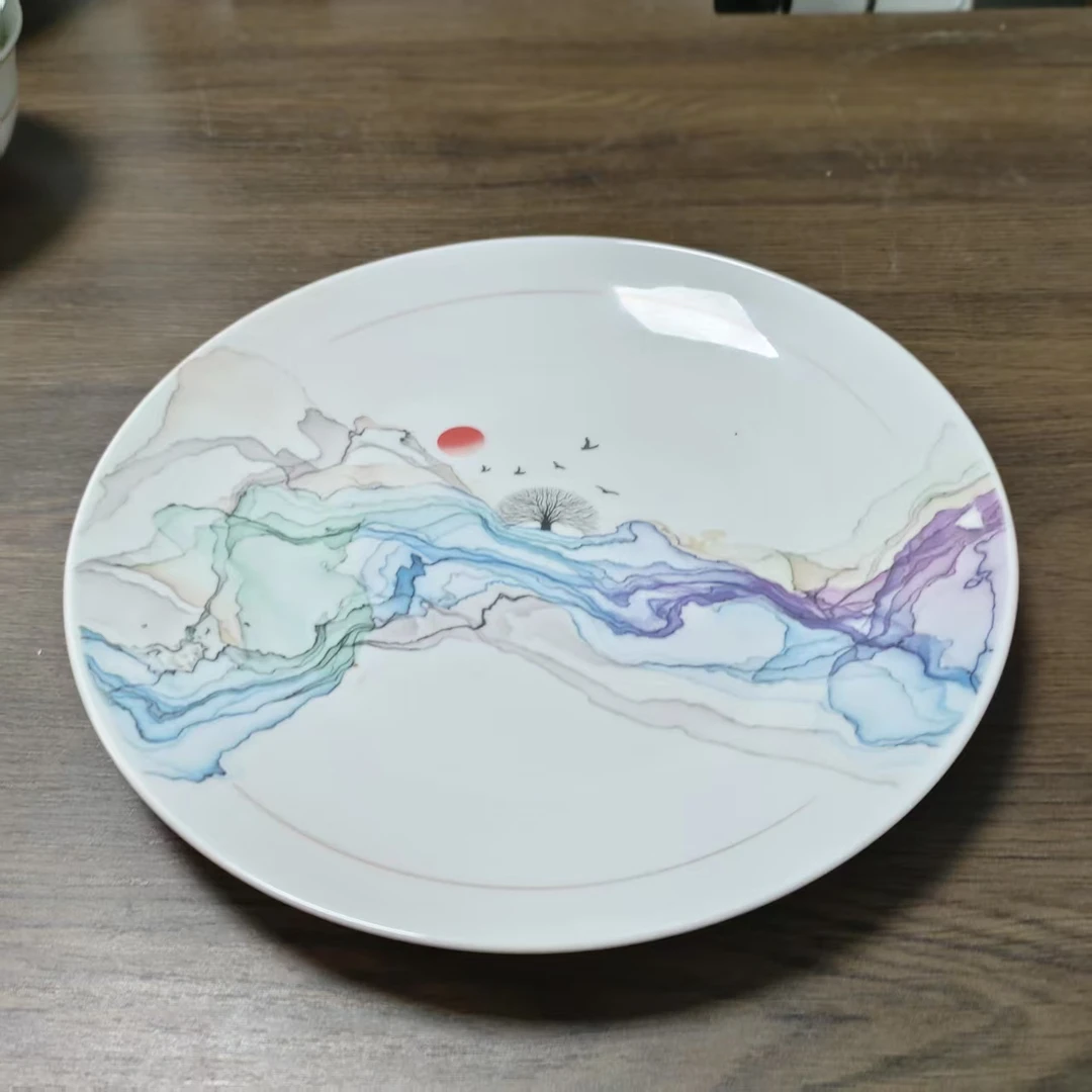 景德镇餐具【微瑕尾货】旭日东升10寸月光盘1个装