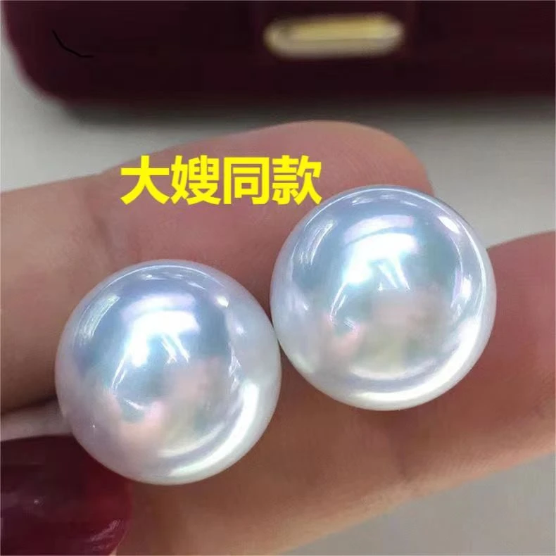 【精品】炫彩赛奥白15mm大点位龙珠耳钉耳饰