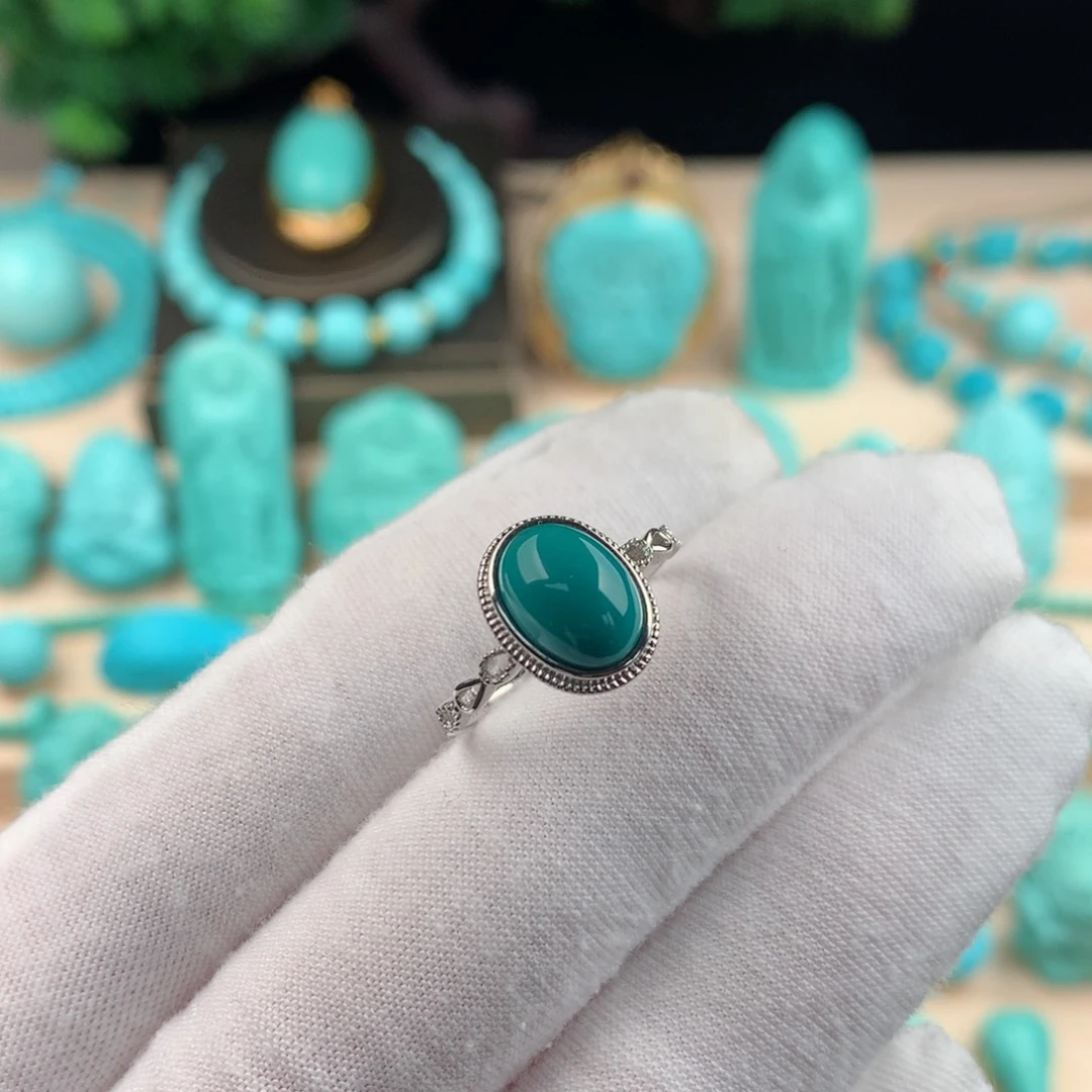 【闪购商品】绿松石珠宝奇石戒指银S925镶嵌