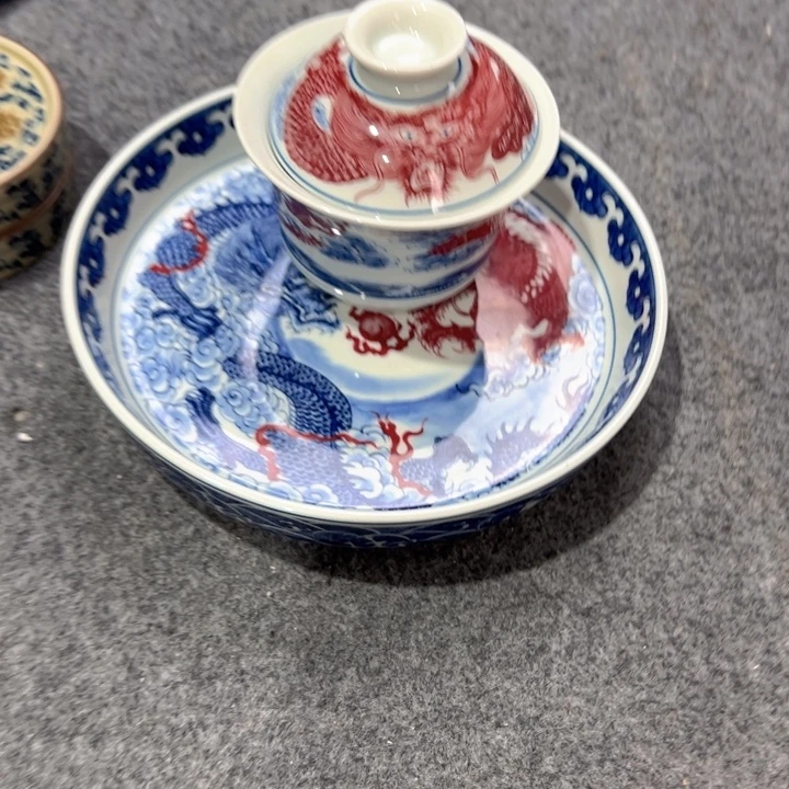 左***福双龙戏珠壶承加一个盖碗全