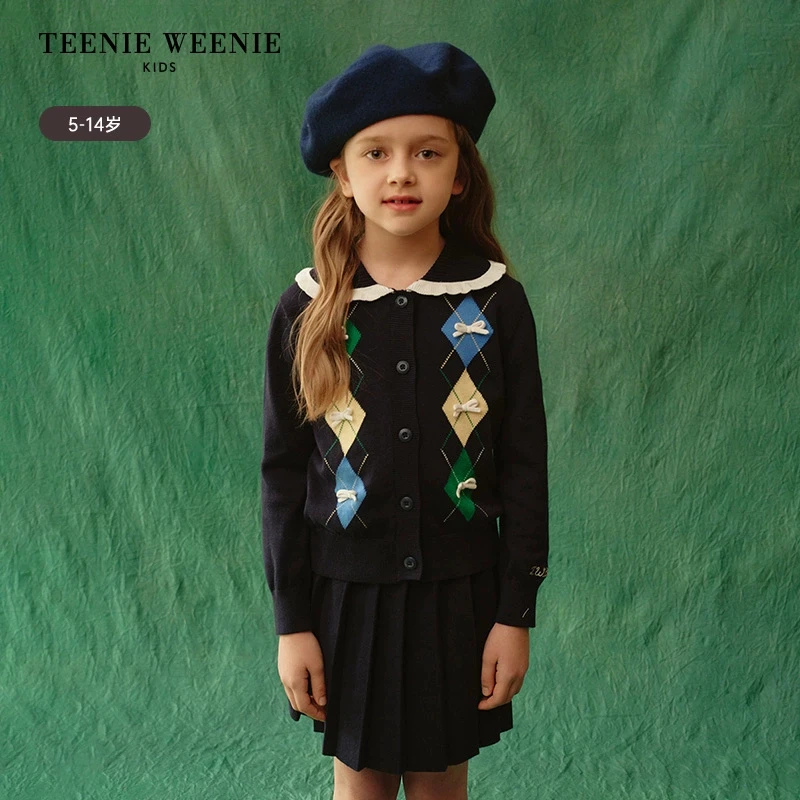 TeenieWeenieKids25年款女童学院两件套开衫半裙套装TKSK255149I
