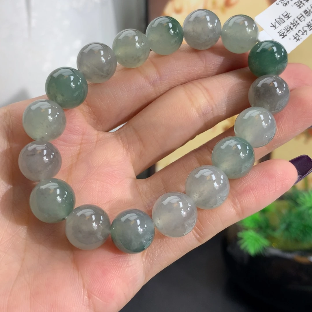 翡翠未镶嵌手串卡11-11.7冰胶乌鸡手串