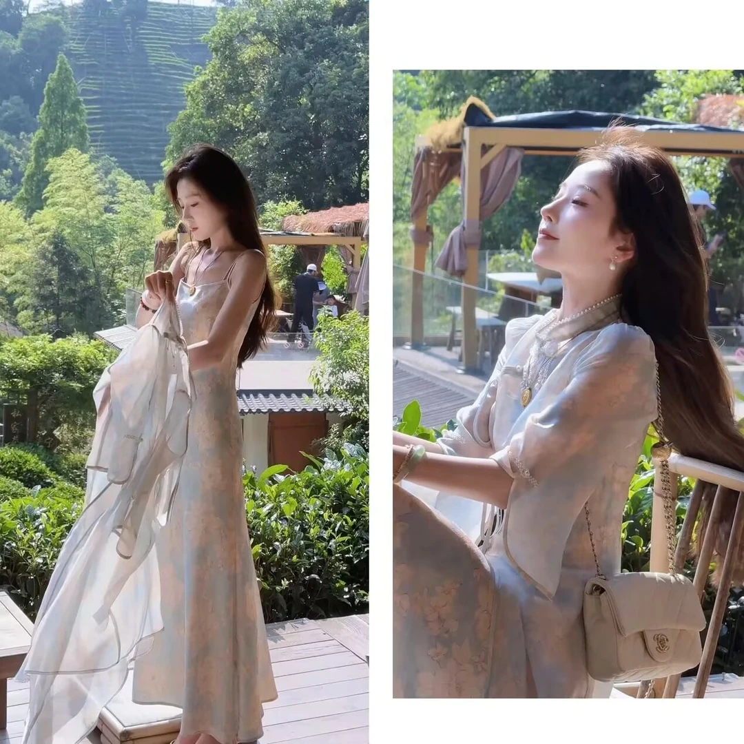 邦妮衣橱婷婷牡丹亭•南柯定制牡丹花松量旗袍套装 1103