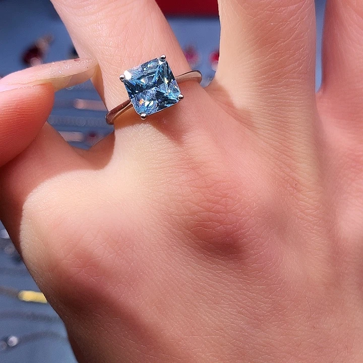 海蓝宝石戒圈银S925镶嵌