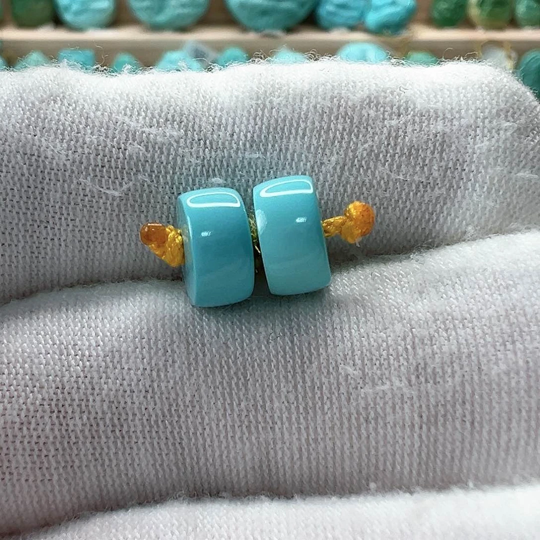 未镶嵌绿松石直切对珠 8x4.3mm
