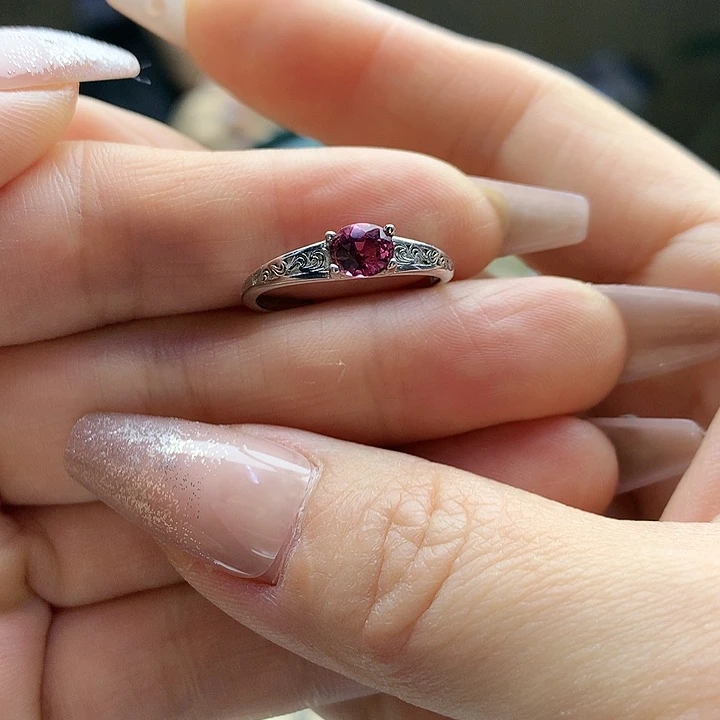 碧玺戒指银S925镶嵌纯天然