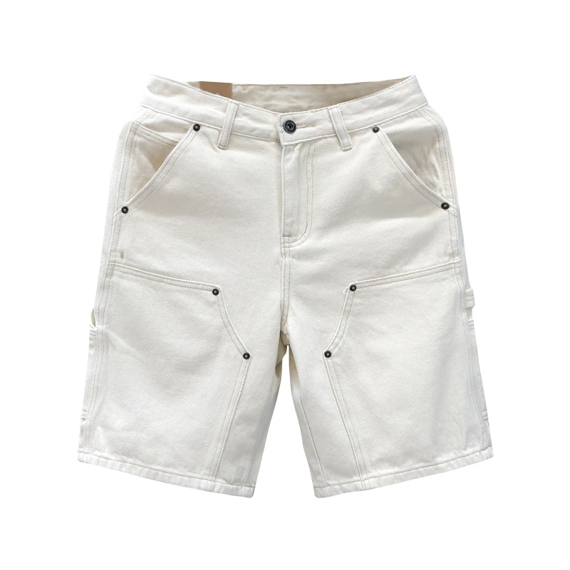 顿奇摩费涅巨帅气米杏色休闲牛仔短裤男潮牌直筒夏季新款男士中裤