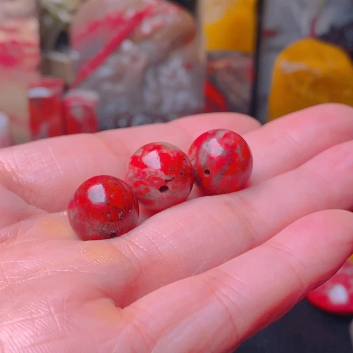 常***羊鸡血石鸡血石圆珠