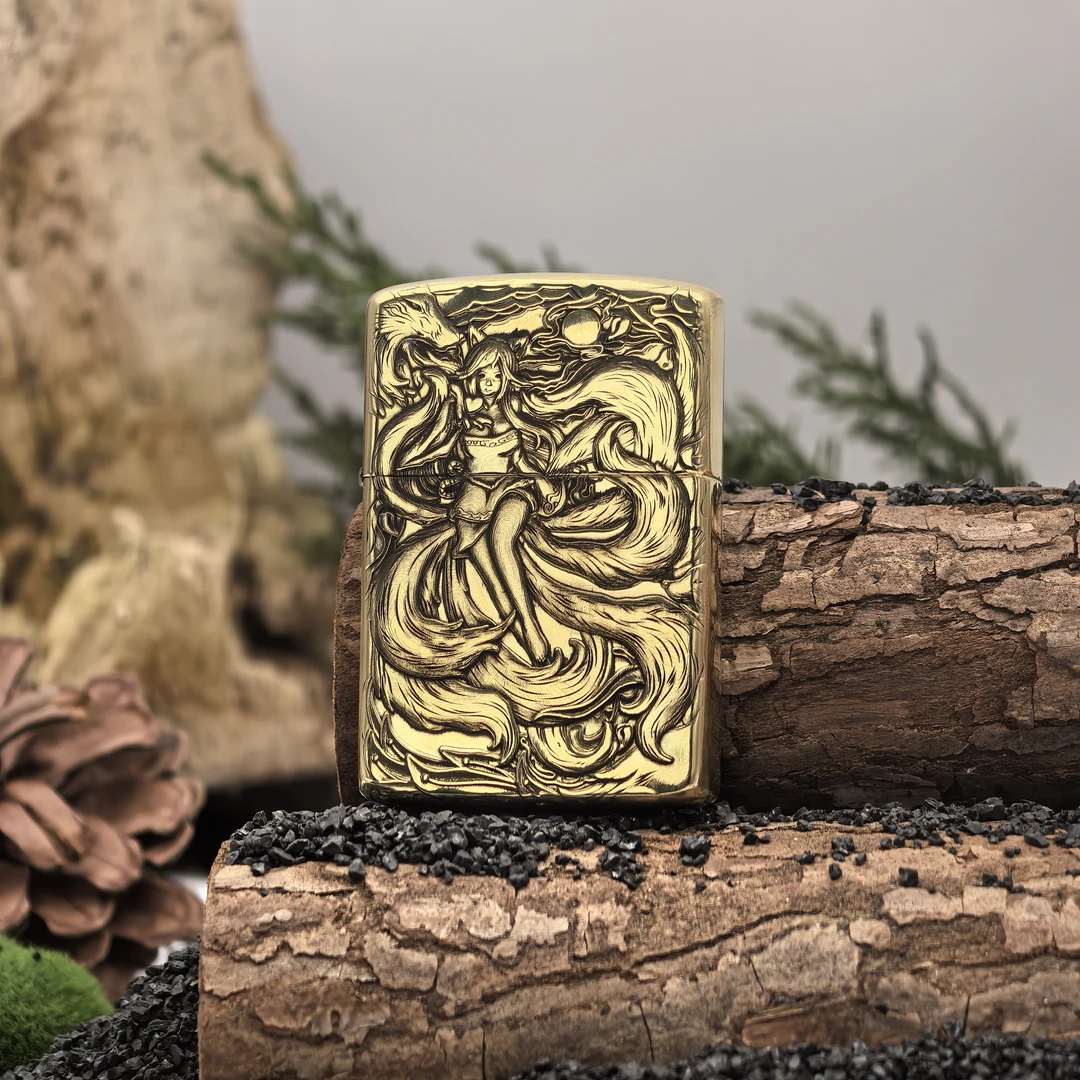 ZORRO佐罗正版黄铜3D九尾妖狐浮雕个性煤油防风打火机男士礼物