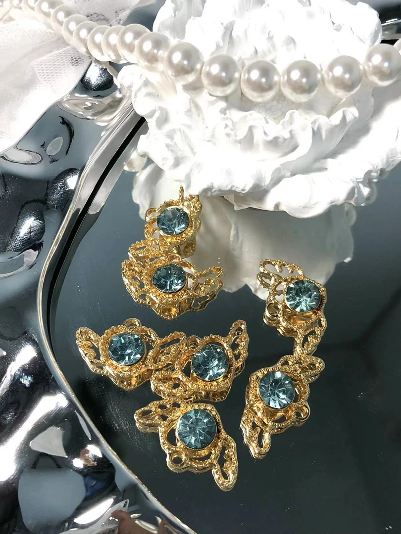 雨宝严选· DIY  P442金蓝色爱心翅膀DIY吊坠