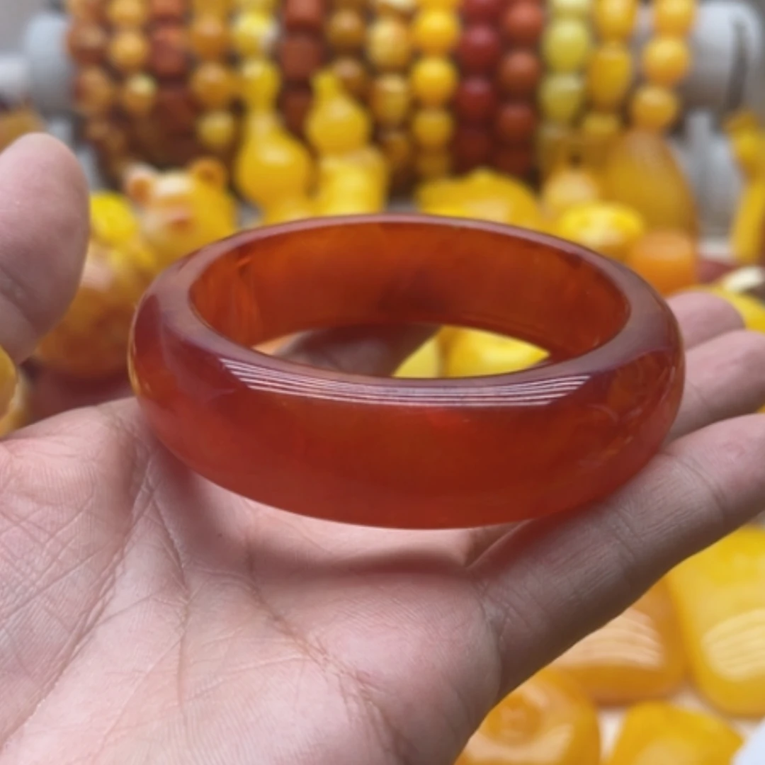 【闪购商品】蜜蜡手镯未镶嵌张*霞蜜蜡手镯56.5