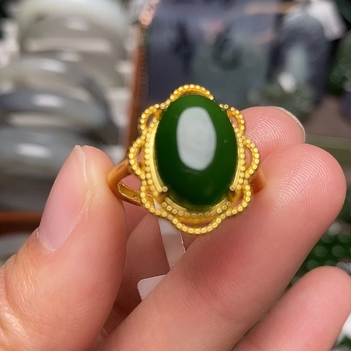 和田玉银S925镶嵌戒指