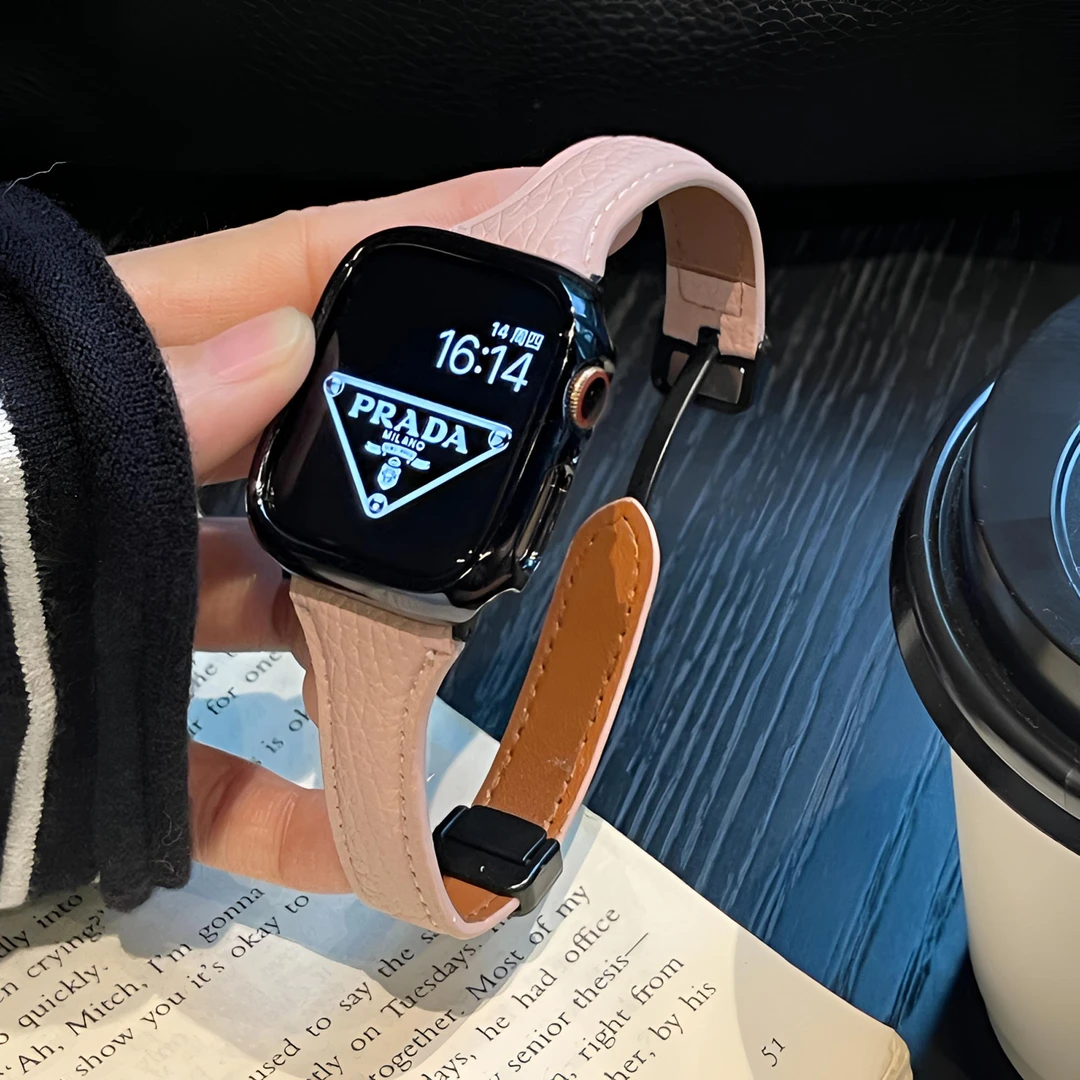 表带哥适用于苹果S11小蛮腰真皮表带iwatchs10荔枝纹8高级感女9