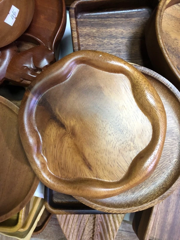 南美胡桃木小号水果糕点木制大号圆形水仙盘托盘家用盘子水果盘