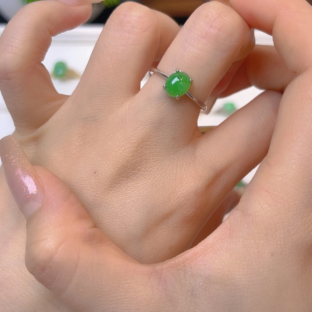 翡翠戒指银S925镶嵌