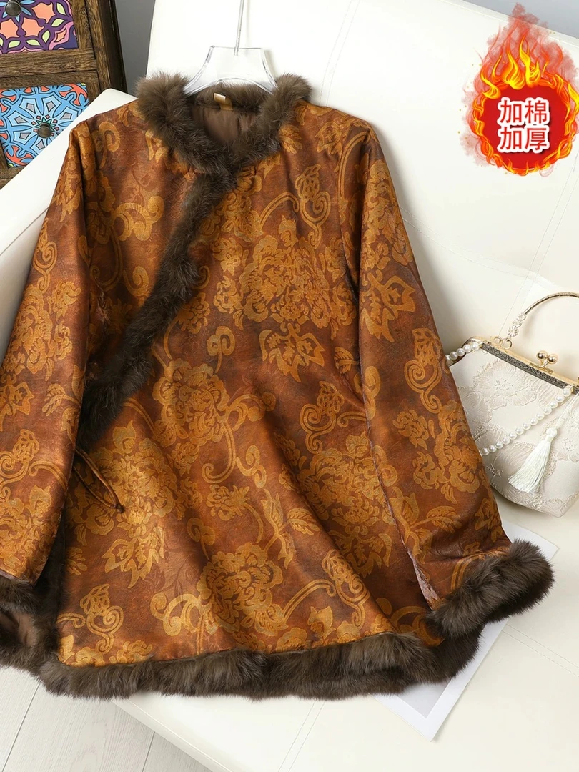 复古国风优雅气质休闲设计感棉加厚冬保暖棉衣上衣JS52