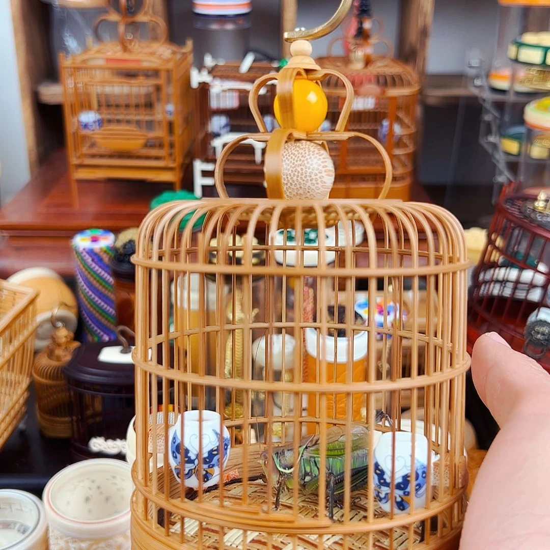 木大号带爪竹蝈蝈笼+瓷罐+扎嘴