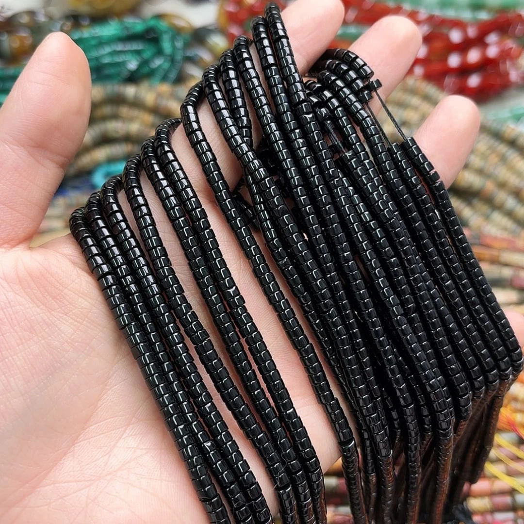 玛瑙/玉髓未镶嵌珠宝半成品2×4黑玛直切一条