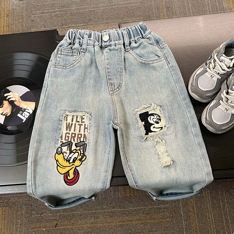 男童牛仔裤春装2025新款儿童春秋款宽松直筒长裤男孩秋季帅气裤子