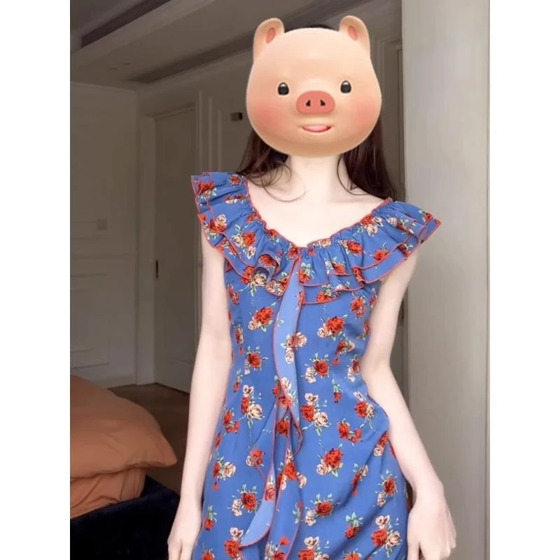 夏季度假风法式碎花连衣裙子女2025夏季新款鱼尾长裙开春气质穿搭